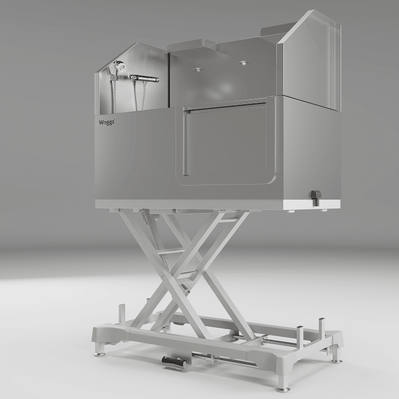 Waggz Power-Slide 50″ Electric Dog Grooming Tub (White) - Image 1