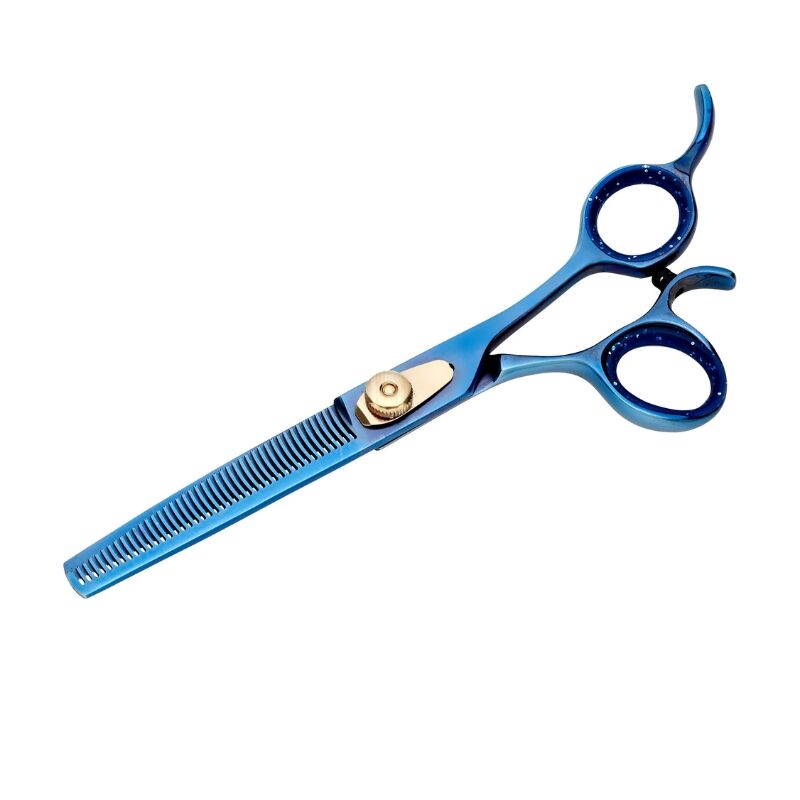 Geib Buttercut Shear Kiss Gold Blue 6.5" BL-42-Tooth Blender-Right Hand Dog Grooming Shear - Image 1