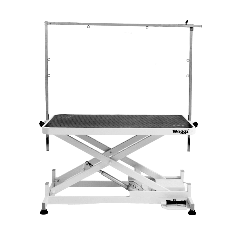 Waggz Step-Low Lite 47” Compact Electric Dog Grooming Table (White) - Image 2