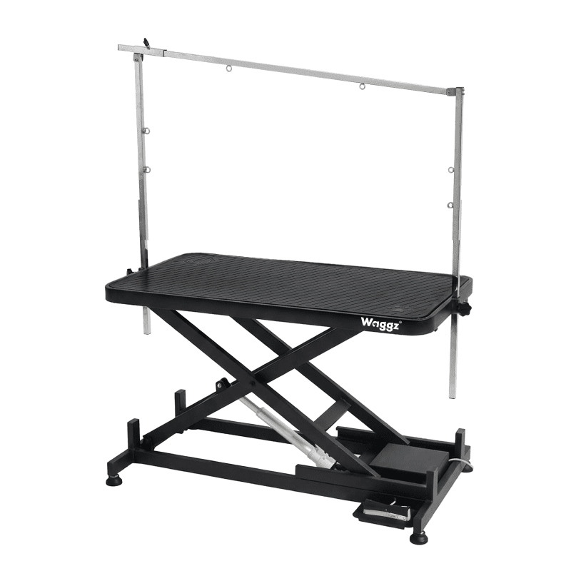 Waggz Step-Low Lite 47” Compact Electric Dog Grooming Table (Black) - Image 1