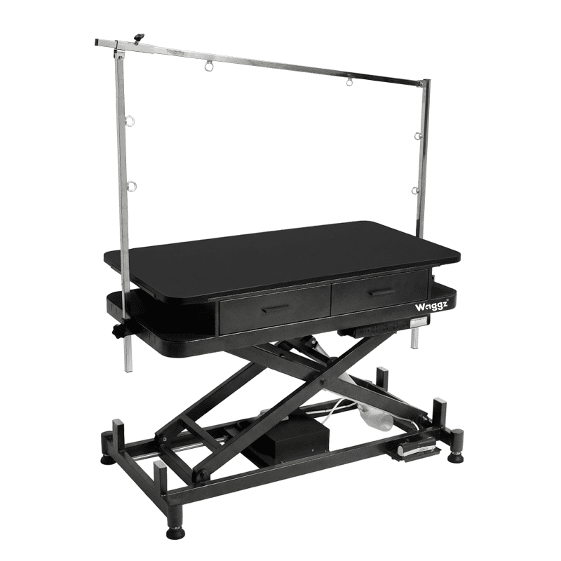 Waggz Store-Low Lite 47” Electric Dog Grooming Table with Drawers (Black) - Image 1