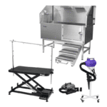 Waggz Complete Grooming Station Bundle – Step-Low Lite 47” Table + Roll-Lock 50” Tub