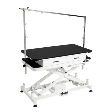 Waggz Store-Low Lite 47” Electric Dog Grooming Table with Drawers (White)