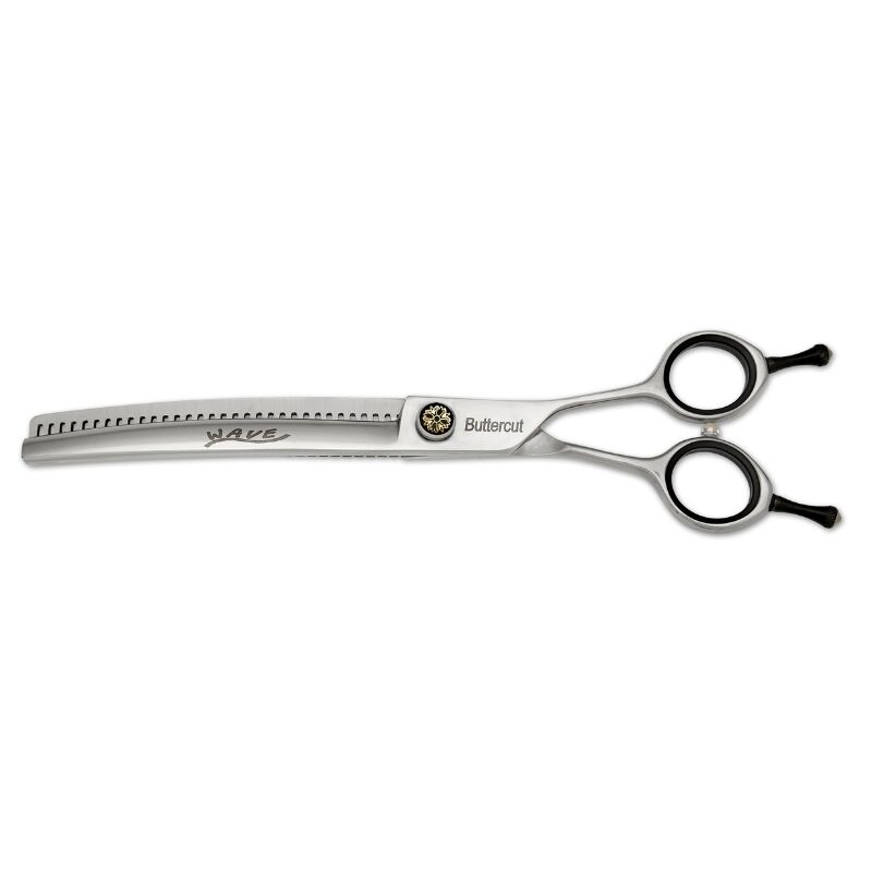 WA-75-35T-C Geib Buttercut Shear Wave 7.5" 35-Tooth Curved Sculpting & Finishing Dog Grooming Shear - Image 1