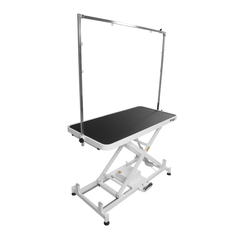 WZ-808 Waggz Step-Low Lite 47” Compact Electric Dog Grooming Table (White) - Image 1