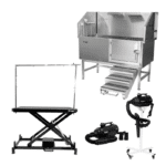 Waggz Complete Grooming Station Bundle – Step-Low Lite 47” Table + Roll-Lock 50” Tub