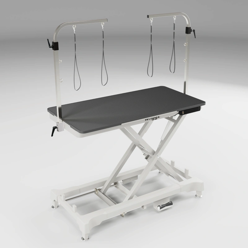 999White_Main Waggz Step-Range XL 52” Electric Dog Grooming Table with Removable Tabletop (White) - Image 1