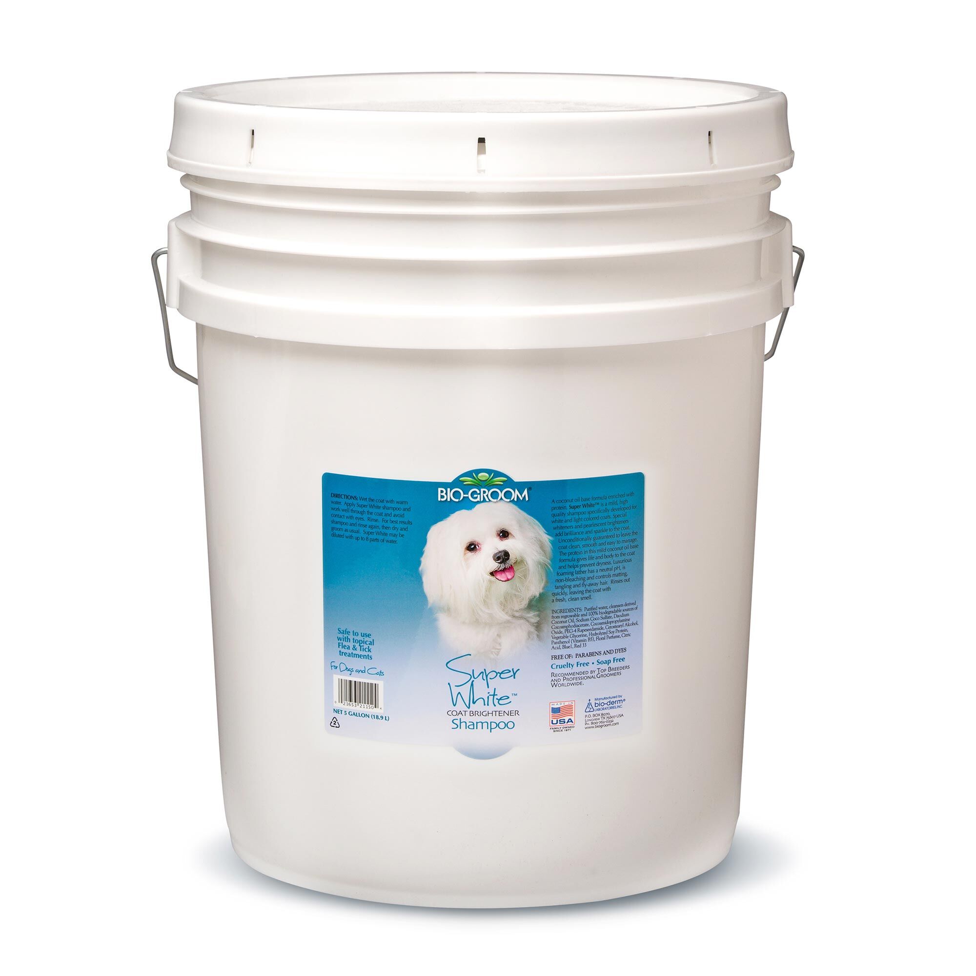Bio Groom Super White Coat Brightener Shampoo 5 Gallon Front 1