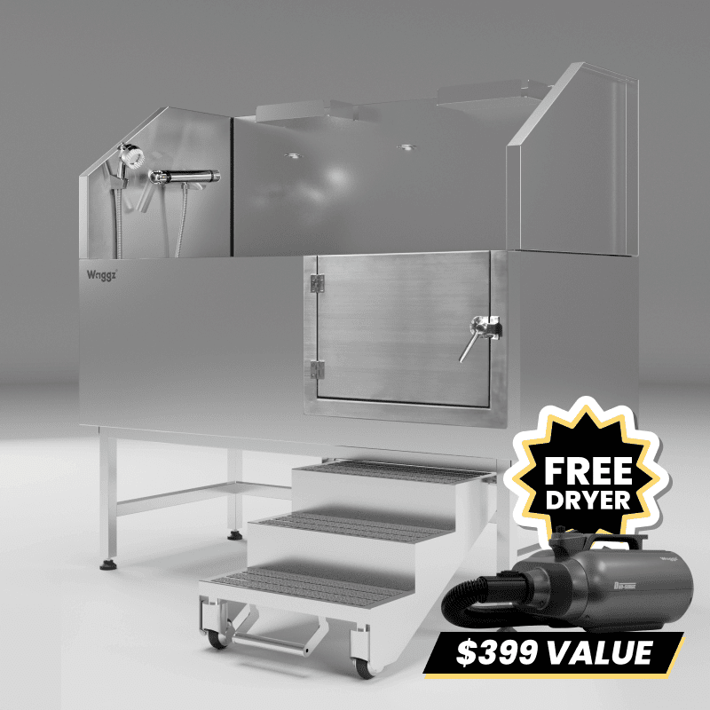 Waggz Roll-Lock XL 60″ Steel  Stationary Dog Grooming Tub - Image 2