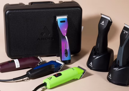 Various andis dog grooming clippers and case