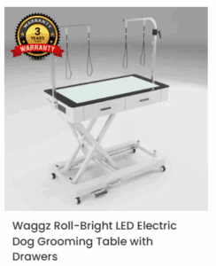 Waggz Roll-Bright LED Electric Dog Grooming Table with Drawers