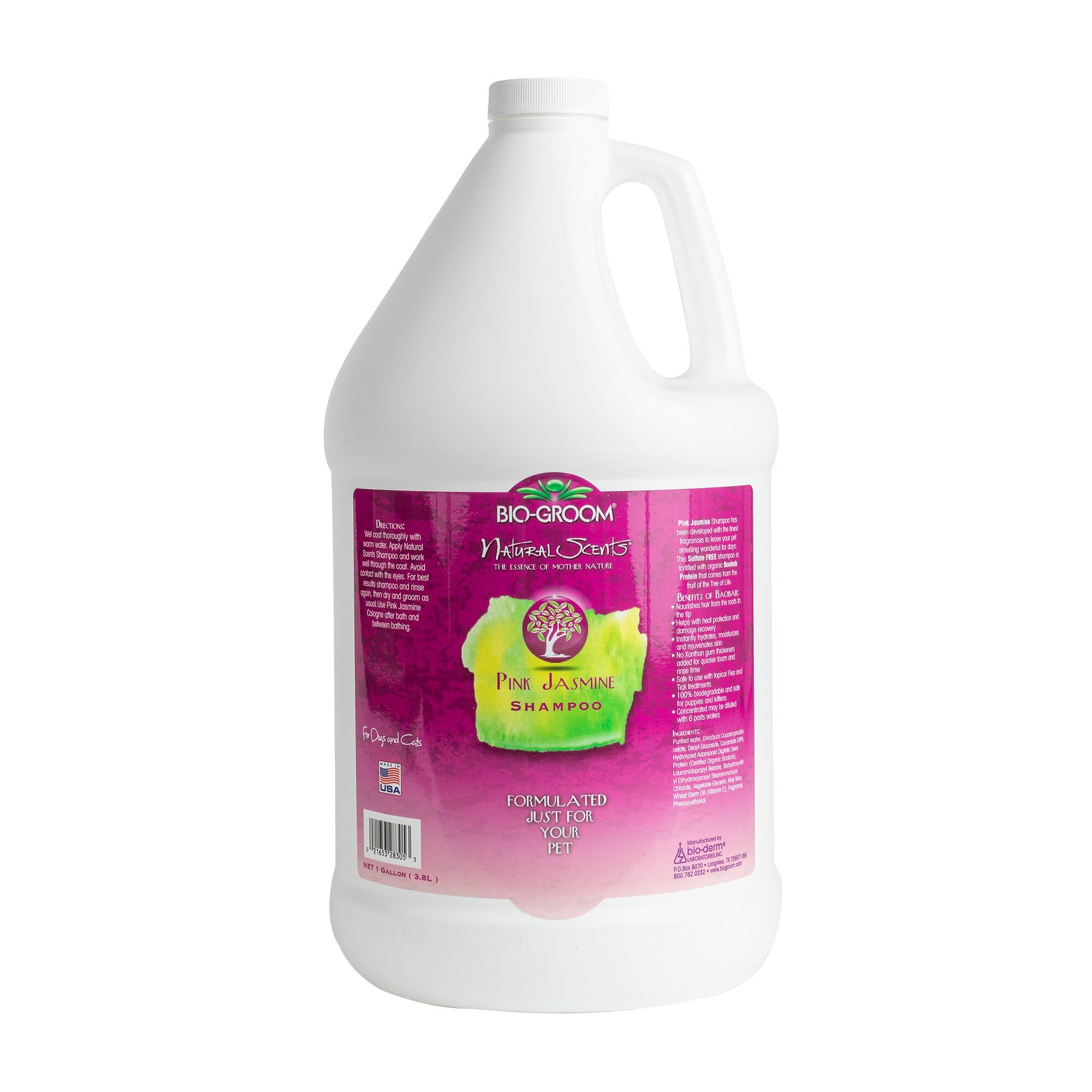Bio-Groom-Pink-Jasmine-Shampoo-Gallon-Front Bio-Groom Natural Scents Pink Jasmine Shampoo Gallon Dog Grooming Shampoo - Image 1