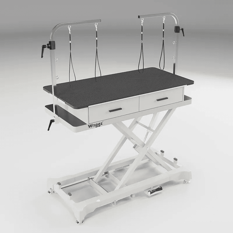 WZ-908P-Main-Image Waggz Store-Range XL 52” Electric Dog Grooming Table with Drawers & Power Outlets (White) - Image 1