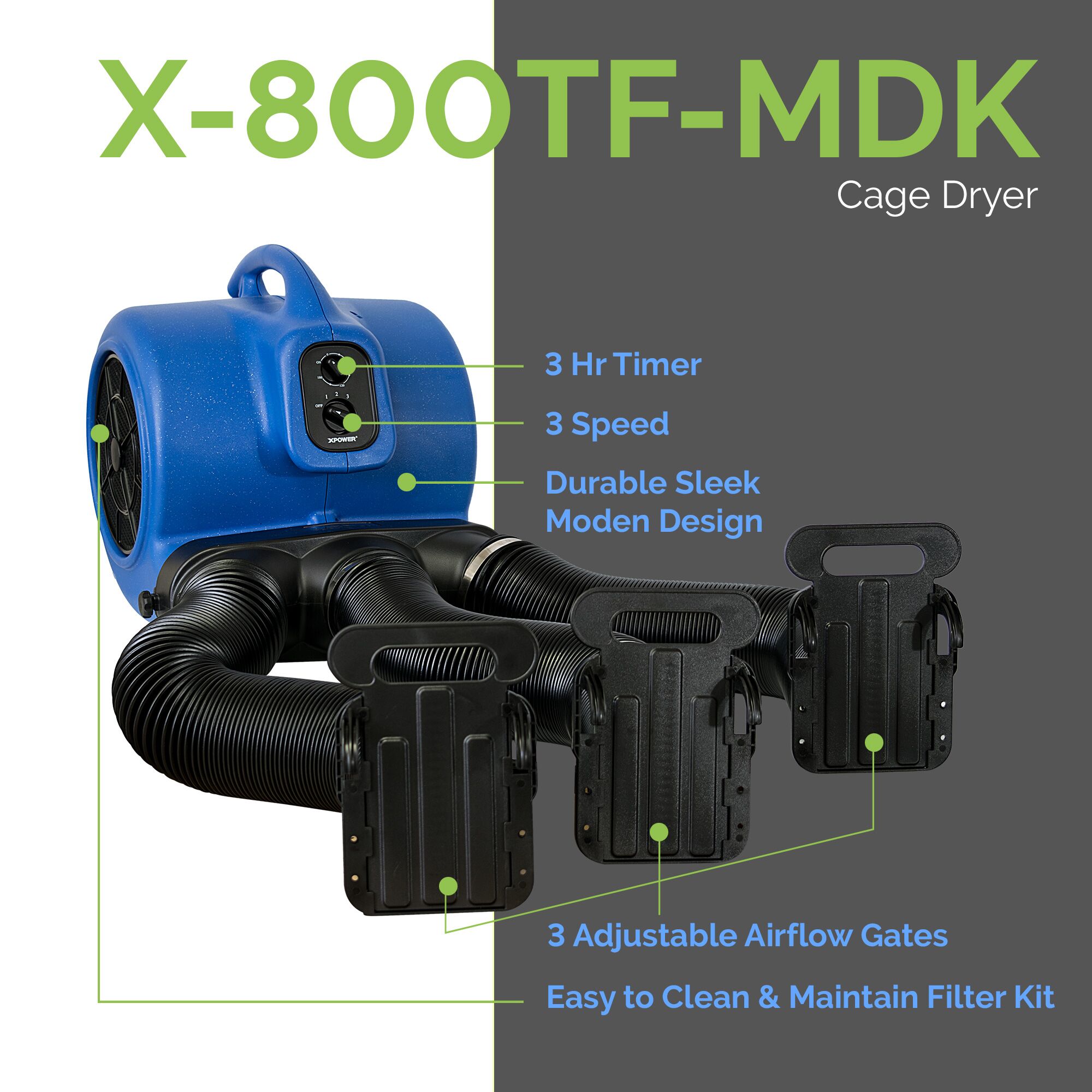 XPOWER CleanGroom Carbon-Free Solution – Deluxe Dog Grooming Dryer - Image 3
