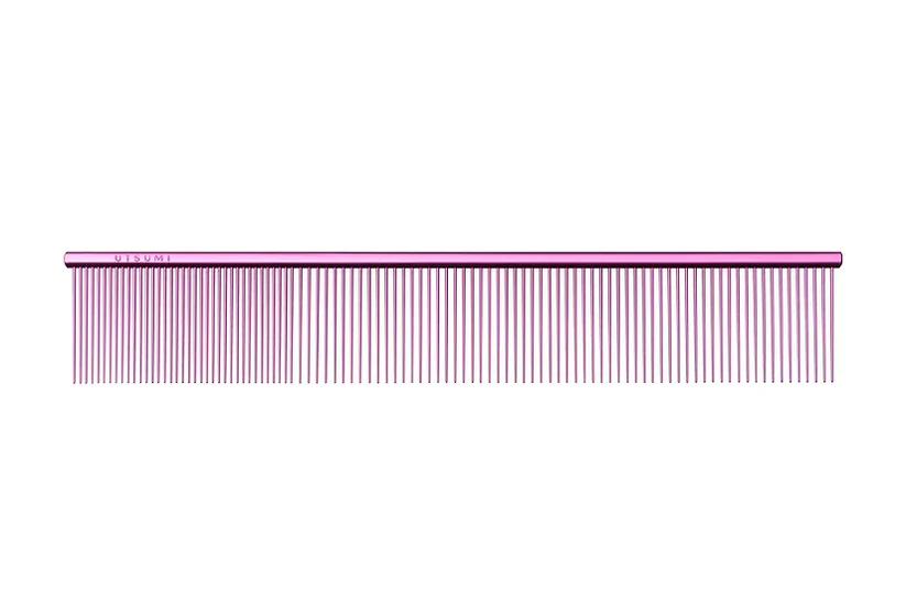 U_U9QuarterCombPinkWide1 PINK Utsumi 9 Wide Quarter Pink/ White/Black Comb <br/><span class="p-title">Dog Grooming Comb</span> - Image 1