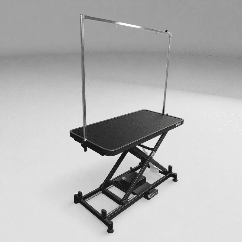 WL-808-BLK Waggz Step-Low Lite 47” Compact Electric Dog Grooming Table (Black) - Image 1