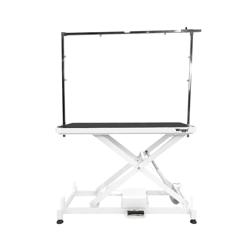 Waggz Step-Low Lite 47” Compact Electric Dog Grooming Table (White) - Image 2