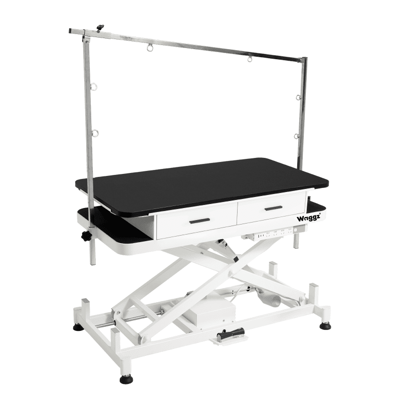 Waggz Store-Low Lite 47” Electric Dog Grooming Table with Drawers (White) - Image 2