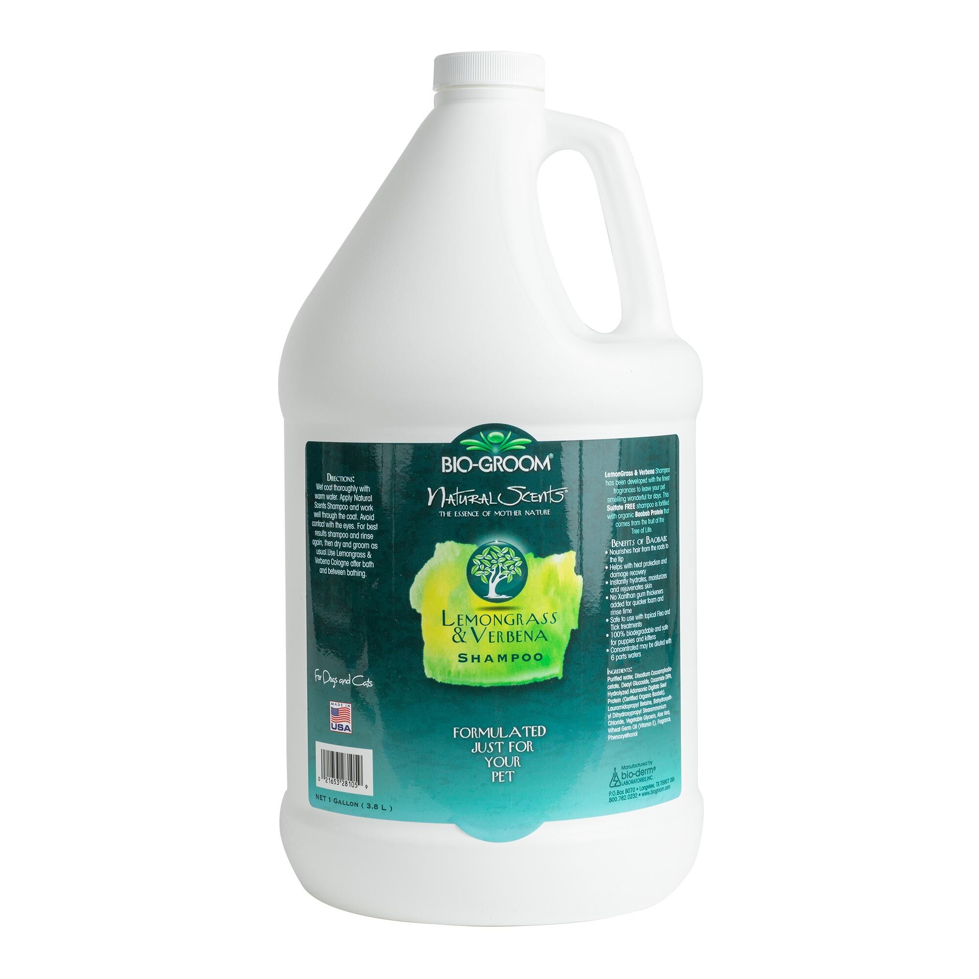 Bio-Groom-Lemongrass-Verbena-Shampoo-Gallon-Front Bio-Groom Natural Scents Lemongrass & Verbena Shampoo 1 Gallon Dog Grooming Shampoo - Image 1
