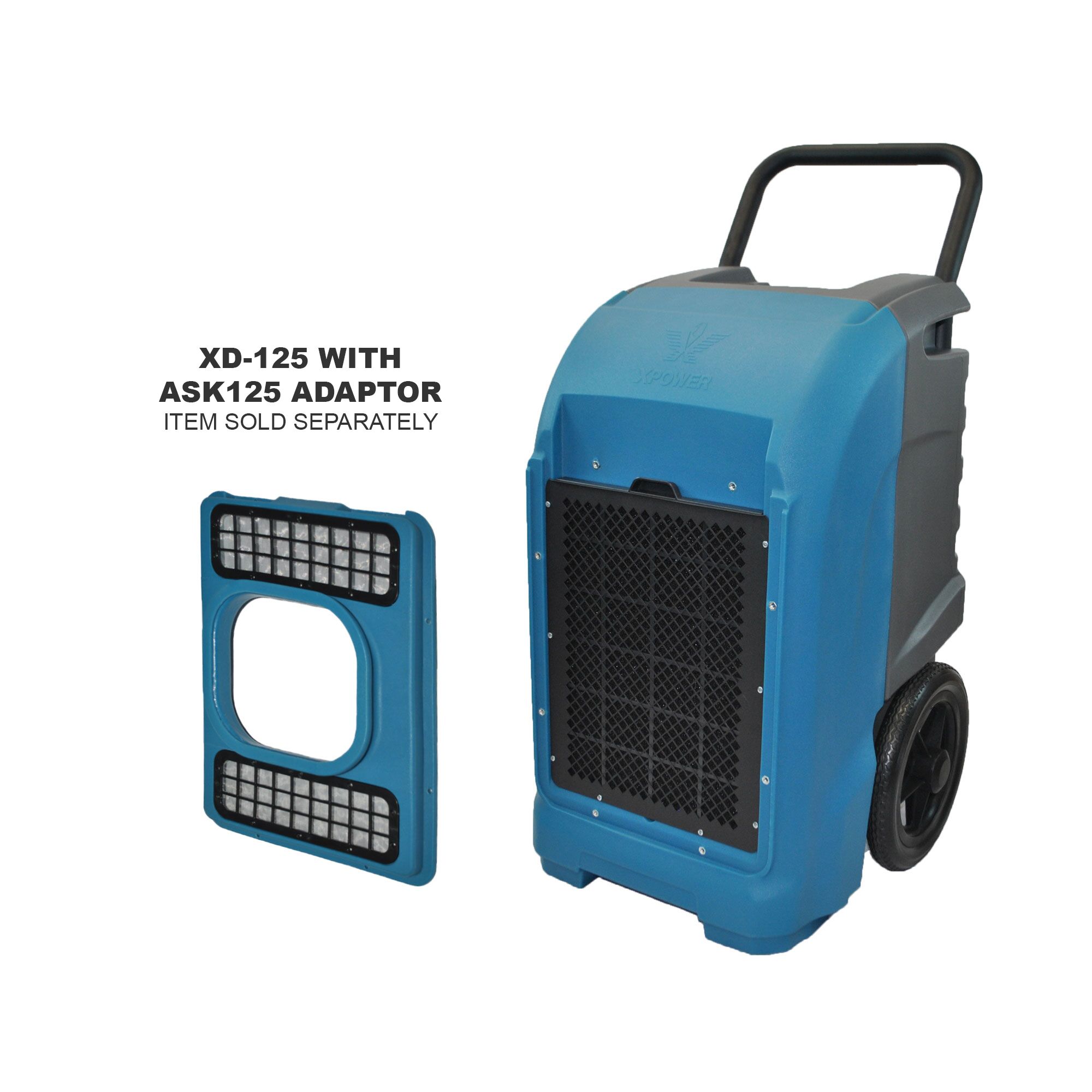 7-xd-125-commercial-dehumidifier-with-ask125-adapter XPOWER XD-125 125-Pint Commercial Dehumidifier with Automatic Purge Pump and Drainage Hose Dog Grooming Dryer - Image 1